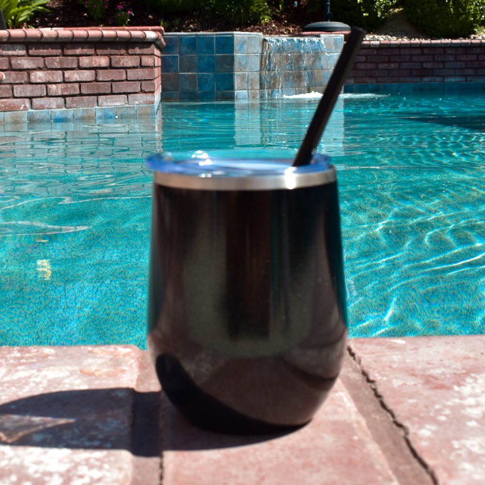 Wine Tumbler Stainless Steal 12 oz Glitter Black
